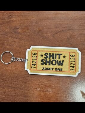 Novelty 'Shit Show' Admit One Yellow Ticket Keychain
